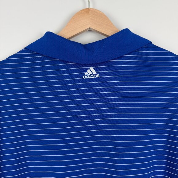 Men's Addidas Climalite Royal Blue Striped Golf Polo, Size L - Picture 6 of 8